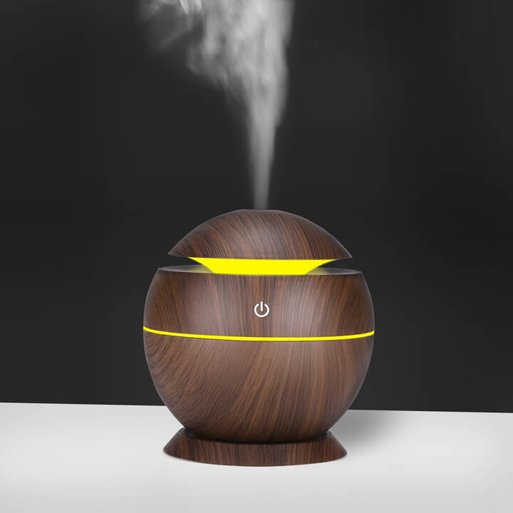 Gömb alakú ultrahangos aroma diffúzor sötétbarna színben LED világítással – 300ml (BBV) (2)