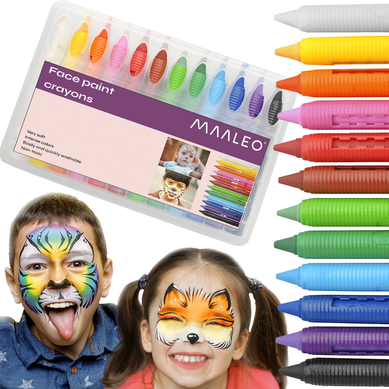 Gyermek arcfestő készlet 12 vidám színnel (BB-6608)
