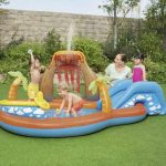 Bestway trópusi sziget témájú felfújható gyermek pancsoló medence és játszótér 4