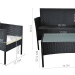 Rattan kerti ülőgarnitúra asztallal – fekete (BB5606) 6