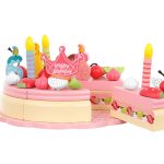 48 részes szeletelhető fa játék torta kiegészítőkkel – rózsaszín (BB11223) (10)