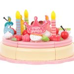 48 részes szeletelhető fa játék torta kiegészítőkkel – rózsaszín (BB11223) (9)