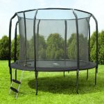 Nagy méretű kerti trambulin hálóval – 427-435 cm – fekete (BB9817) (2)