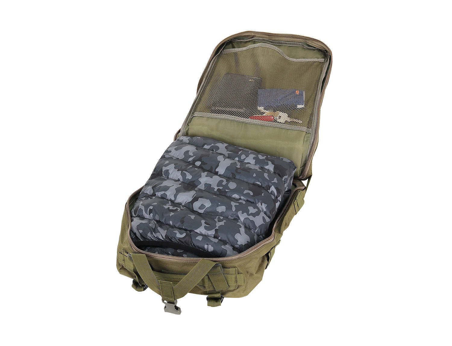 35 L-es ergonomikus khaki színű katonai hátizsák amerikai zászlós felvarróval (BB8920) 2