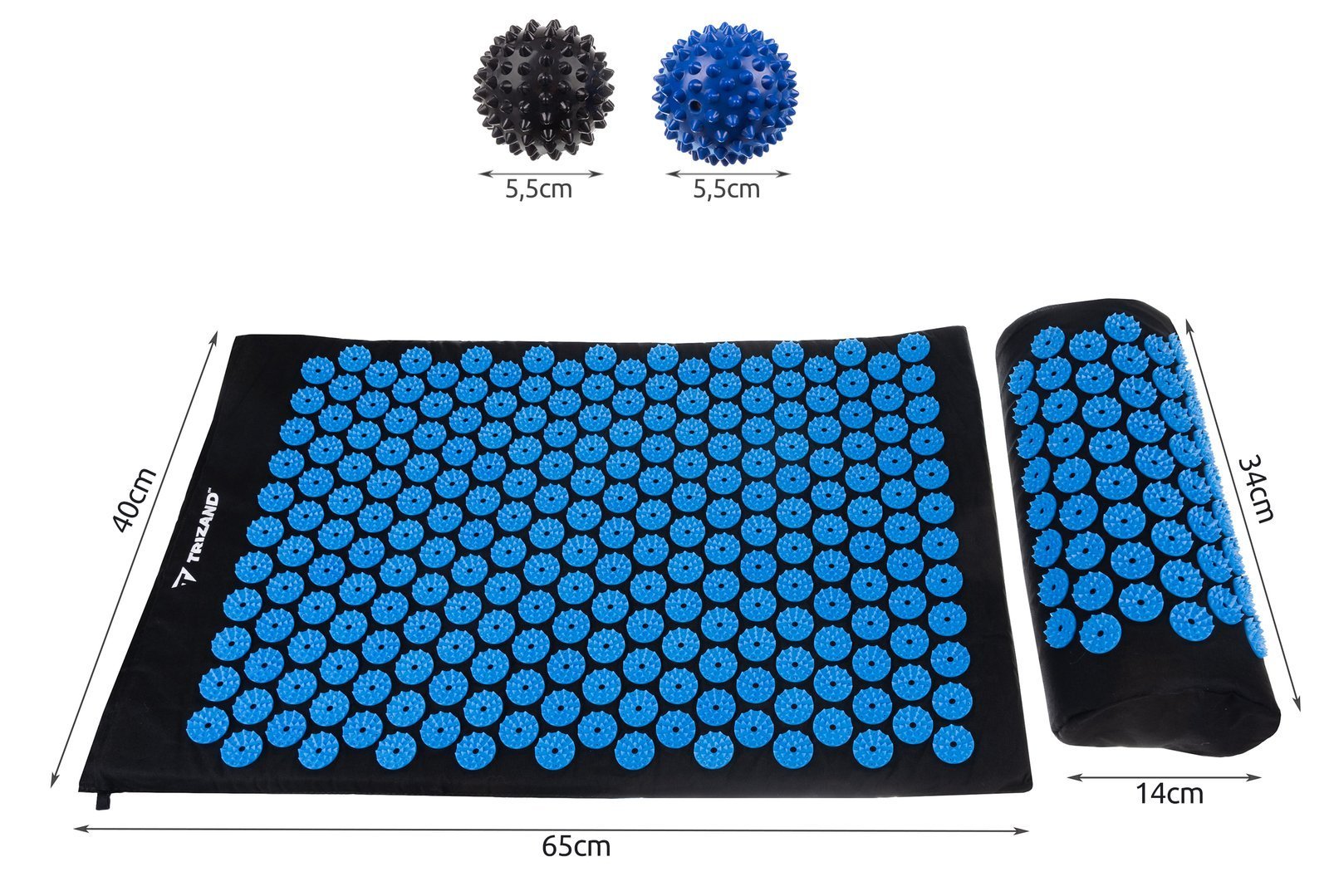Multifunkciós akupresszúrás készlet matraccal, nyakpárnával, és tüskés labdákkal praktikus tárolózsákban (BB-14203) (10)