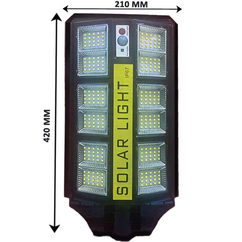 LED térvilágítás távirányítós, napelemes, fény-és mozgásérzékelős utcai szolárlámpa 1200W3