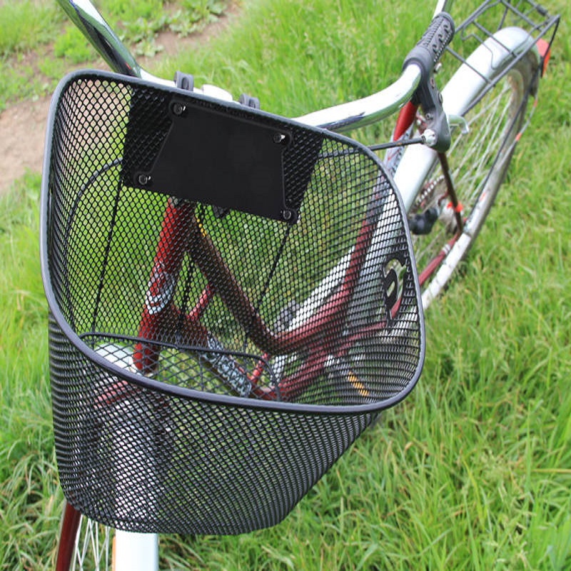 Kormányra rögzíthető tágas, fém kerékpár kosár – 6 kg-os teherbírással, fekete (BB-2355) (1)