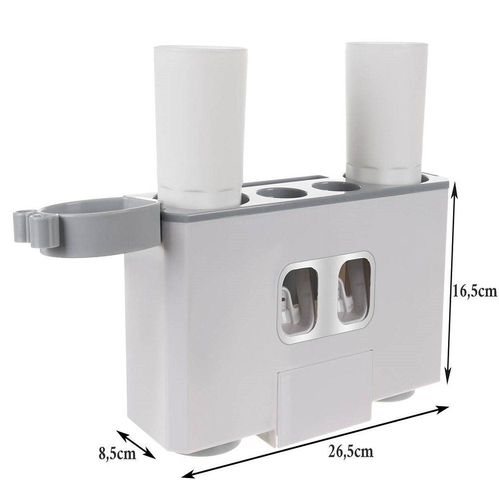 Multifunkcionális, automata fogkrém adagoló – fogkefe tartóval, 4 darab pohárral (BB-9178) (10)