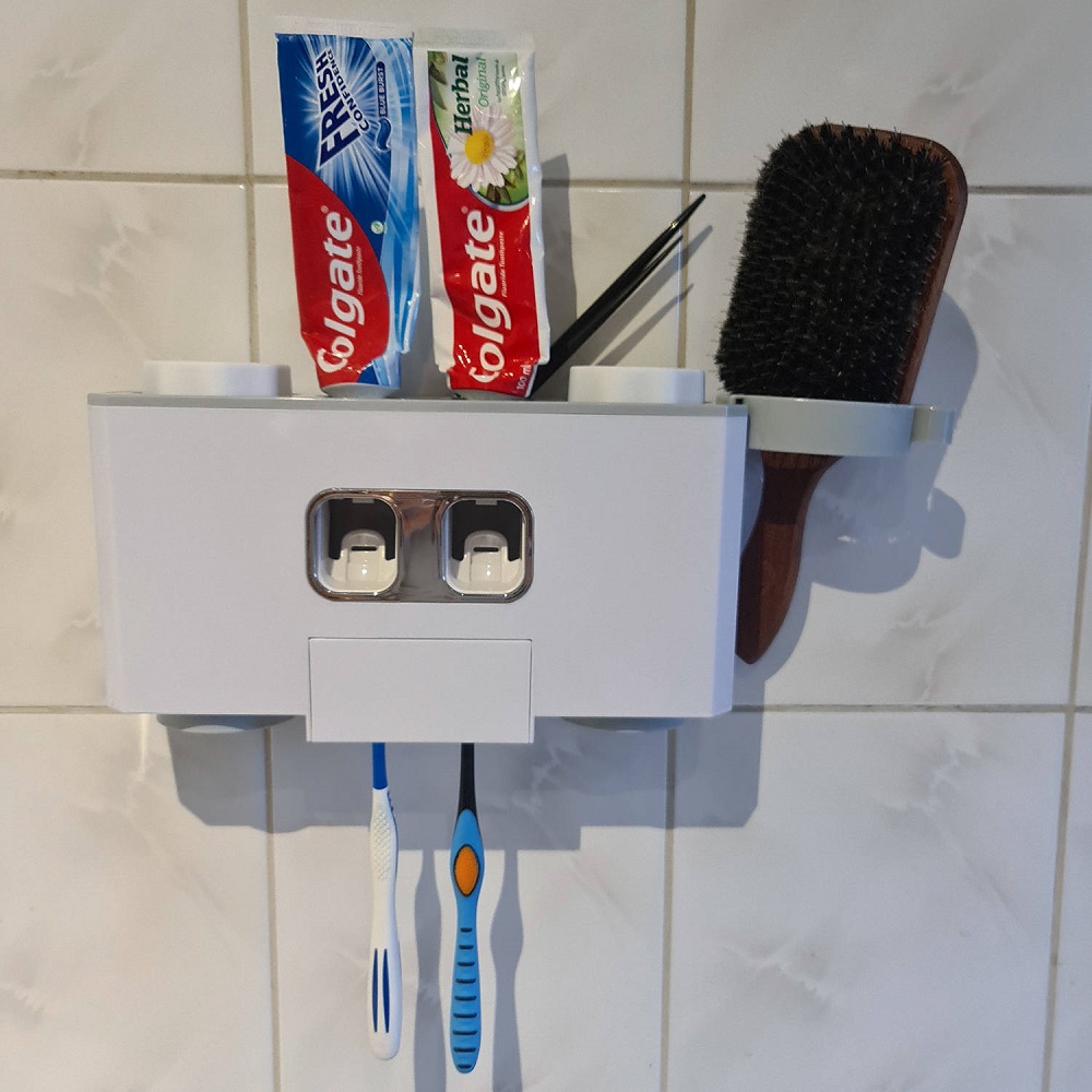 Multifunkcionális, automata fogkrém adagoló – fogkefe tartóval, 4 darab pohárral (BB-9178) (5)