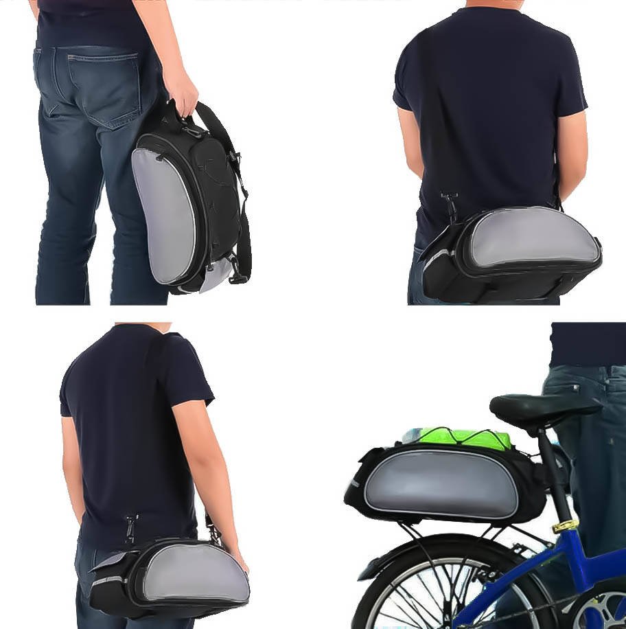 2 az 1-ben vízálló, csomagtartóra rögzíthető kerékpár táska, levehető vállpántokkal – 13 L (BB-14096) (9)