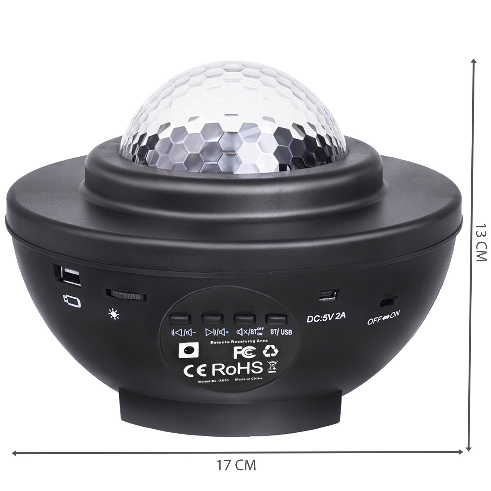 LED-es éjjeli lámpa – éjszakai fény, égbolt projektor – hang-, és fényhatásokkal, távirányítóval, fekete (BB-14850) (2)