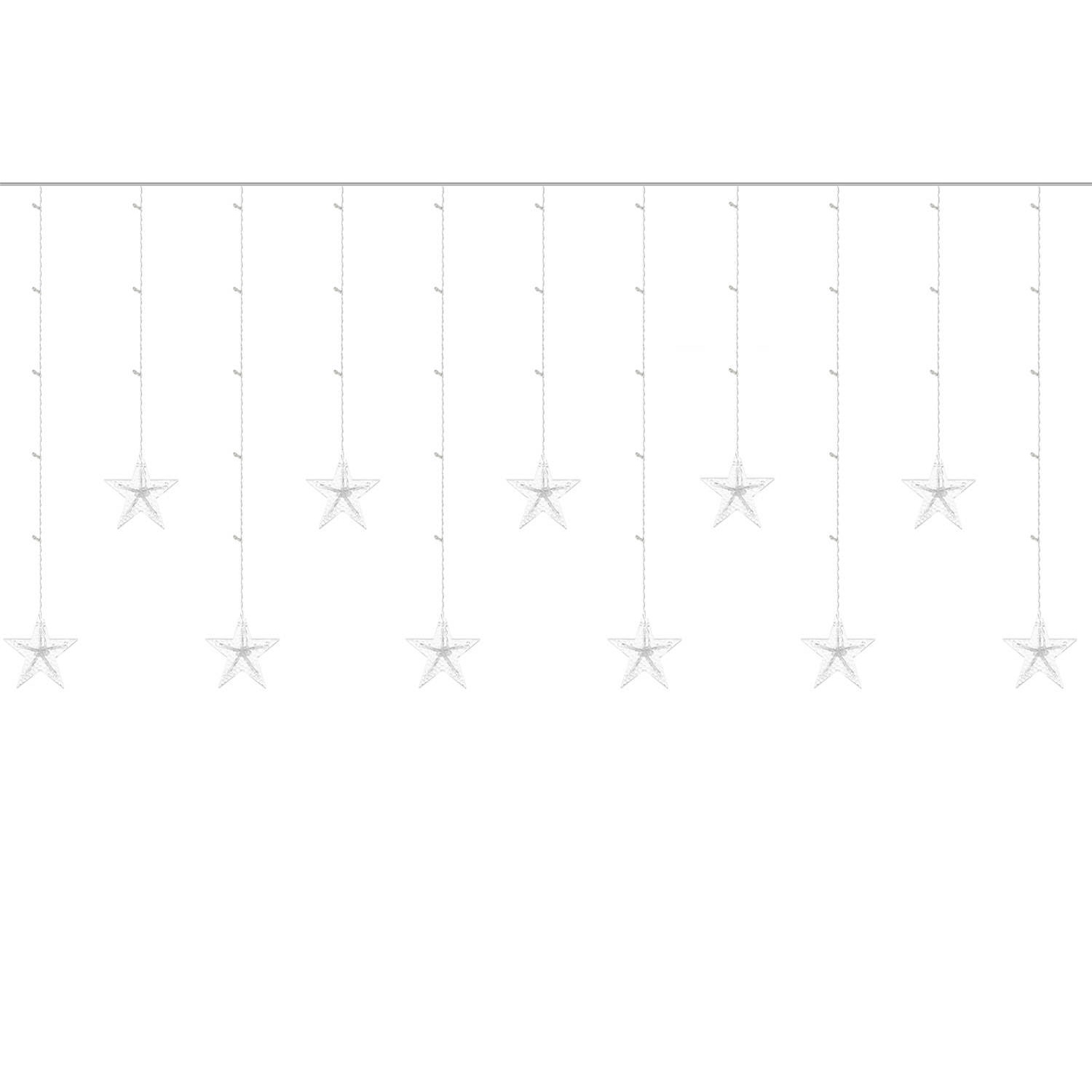 108 LED-es fényfüggöny csillagokkal – 8 világítási móddal – 2,5 x 0,9 m, meleg fehér (BB-11320) (13)