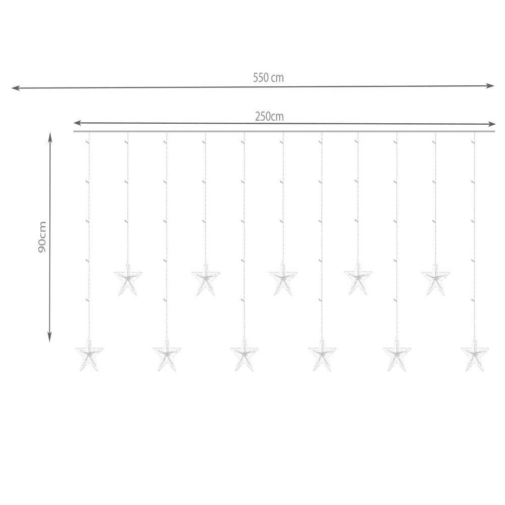 108 LED-es fényfüggöny csillagokkal kül-, és beltérre – 5,5 méter , színes (BB-11319) (3)