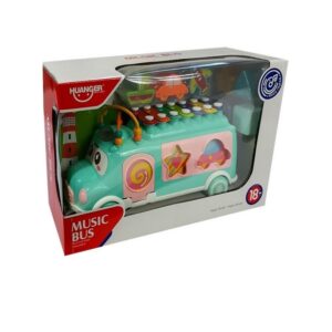 3 az 1-ben interaktív, készségfejlesztő zenélő kisbusz gyerekeknek - xilofonnal, színes gyöngyökkel, különféle formájú kockákkal (BBJ) - Image 11