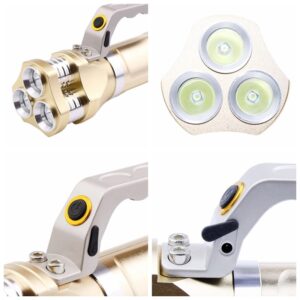 Akkumulátoros taktikai lámpa fém vázzal - kézi keresőlámpa 2 db fehér és 1 db kék T6 CREE LED-del (BBJH)(BBL) - Image 5