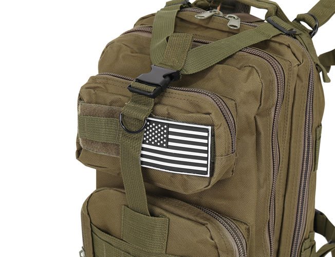 30 L-es ergonomikus khaki színű katonai hátizsák amerikai zászlós felvarróval (BB8916) (4)