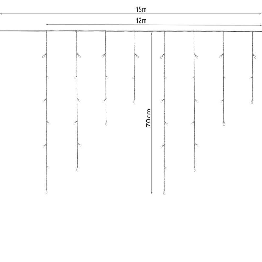 300 LED-es karácsonyi jégcsap fényfüggöny kül-, és beltérre – 12 méter, hideg fehér (BB-11520) (10)