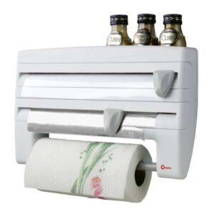 4in1 konyhai csomagolóanyag és fűszer tartó - falra rögzíthető papírtörlő, alufólia és folpack tároló és vágó (BBKM) - Image 6