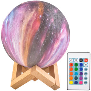 3D LED-es hangulat lámpa - Hold alakú éjjeli fény stílusos fa talppal -16 különböző színben és 4 világítási móddal (THM) - Image 4