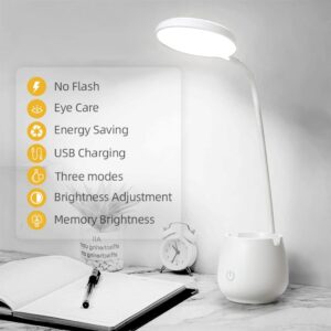 SS-530 3in1 asztali LED lámpa, tolltartó és hangszóró - USB-ről tölthető multifunkciós, hajlítható lámpa tanuláshoz, munkához (BBV) - Image 4