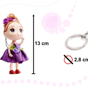 4 db, 13 cm magas, kulcstartóval felszerelt baba elegáns ruhában (BBI-6361) - Image 3