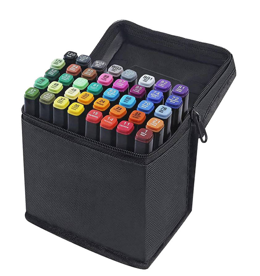 40 db-os kétoldalú színes filctoll készlet fekete tolltartóban (BB14104) (4)