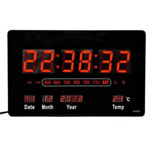 BB02 Nagy méretű digitális óra idő, dátum és hőmérséklet kijelzéssel - asztalra és falra is helyezhető - 32 x 20 x 3 cm (BBL) - Image 7