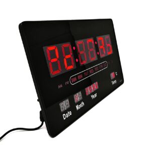 BB02 Nagy méretű digitális óra idő, dátum és hőmérséklet kijelzéssel - asztalra és falra is helyezhető - 32 x 20 x 3 cm (BBL) - Image 9