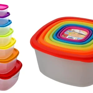 7 részes szivárványos ételhordó szett - négyzetes műanyag doboz készlet (BBKM) - Image 7
