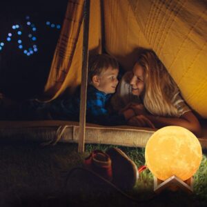 LED-es hangulat lámpa - Hold alakú éjjeli fény stílusos fa talppal és melegfehér fénnyel - 1000 W (BBJ) (BBV) - Image 8