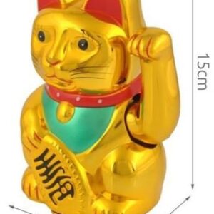 Arany színű, szerencsehozó, kínai integető macska - gazdagság hozó mancsmozgató ikonikus figura- 24 cm (BBJ) - Image 5