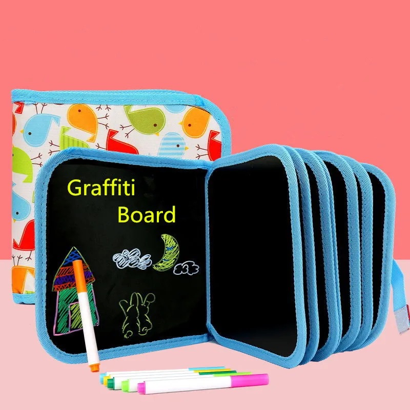 Baby-Toys-Set-Painting-Drawing-Toys-Black-Board-with-Magic-Pen-Chalk-Painting-Coloring-Book-Funny