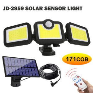 171 COB LED-es napelemes fali lámpa, fény- és mozgásérzékelővel, távirányítóval JD-2959A (BBV) - Image 6