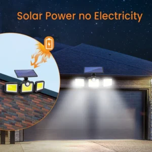 171 COB LED-es napelemes fali lámpa, fény- és mozgásérzékelővel, távirányítóval JD-2959A (BBV) - Image 3