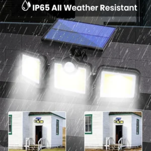 171 COB LED-es napelemes fali lámpa, fény- és mozgásérzékelővel, távirányítóval JD-2959A (BBV) - Image 4