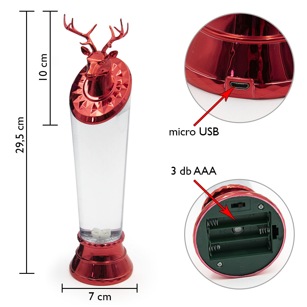 Elemről és USB-ről működtethető szarvas trófea alakú RGB LED hangulatvilágítás (BBV) (5)