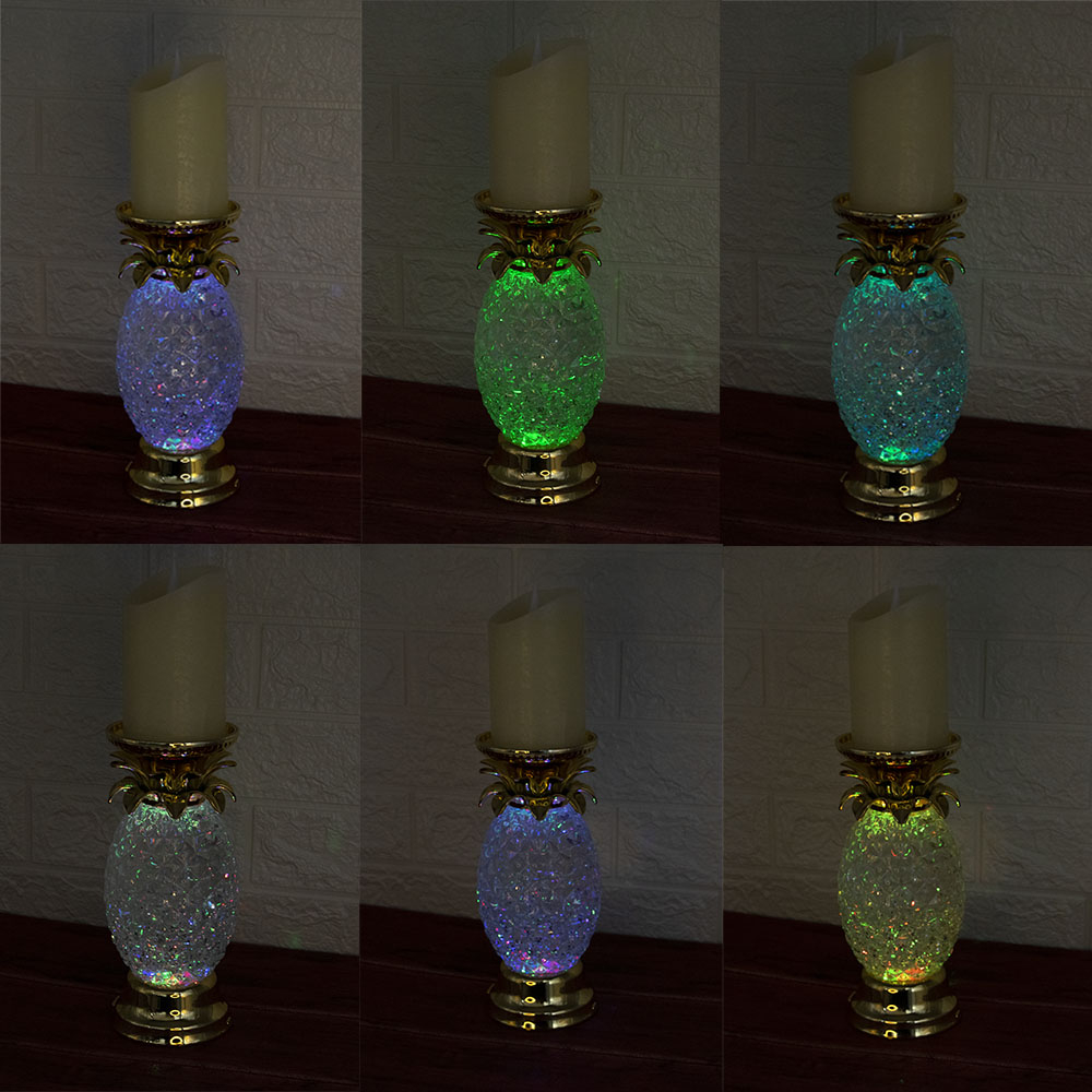 Elemről vagy USB-ről működtethető ananász alakú gyertyatartó RGB LED világítással (BBV) (5)
