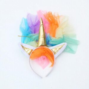 Farsangi unikornis jelmez kislányoknak szivárványszínű ruhával, fejdísszel és szárnyakkal - M méret - 120 cm magasságra (BBJ) - Image 14