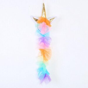 Farsangi unikornis jelmez kislányoknak szivárványszínű ruhával, fejdísszel és szárnyakkal - M méret - 120 cm magasságra (BBJ) - Image 15