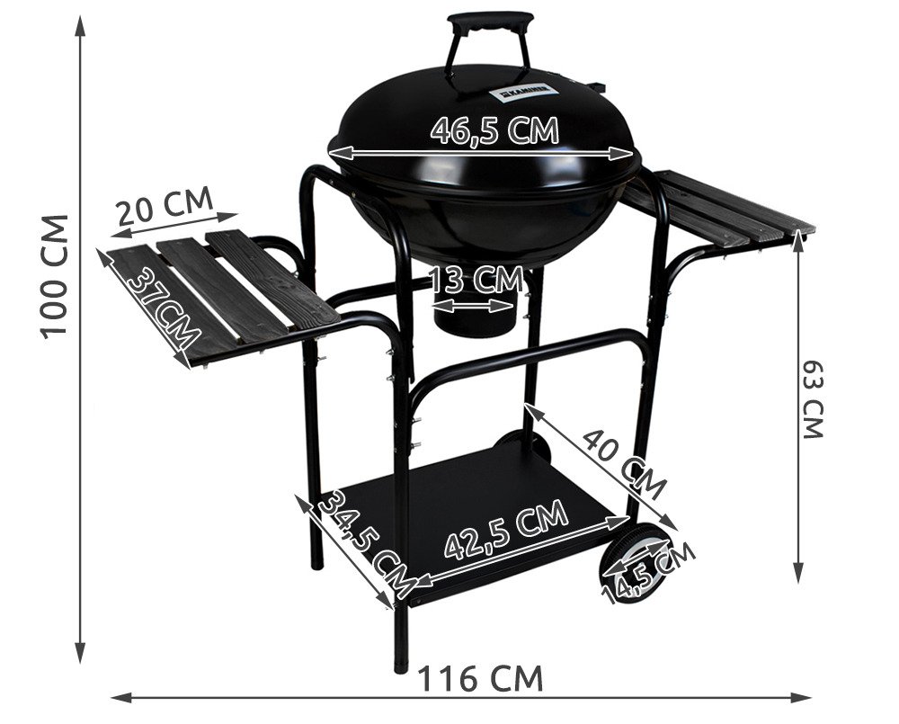 Faszenes kerti grill két polccal – rozsdamentes acél (BB8056) 2