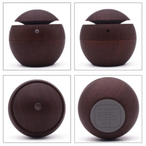 Gömb alakú ultrahangos aroma diffúzor sötétbarna színben LED világítással - 130 ml (BBV) - Image 7