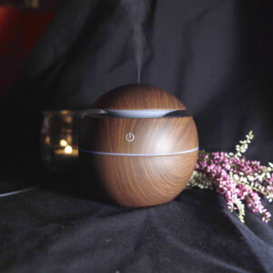 Gömb alakú ultrahangos aroma diffúzor sötétbarna színben LED világítással - 130 ml (BBV) - Image 3