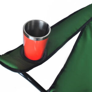 Összecsukható és könnyen hordozható kempingszék italtartós karfával és 120 kg teherbírással - zöld horgászszék (BBL) - Image 10