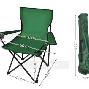 Összecsukható és könnyen hordozható kempingszék italtartós karfával és 120 kg teherbírással - zöld horgászszék (BBL) - Image 5