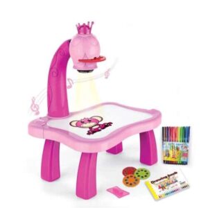 Zenélő kivetítős rajzasztal gyerekeknek - 12 darab színes filctollal, 24 darab mintával - rózsaszín (BBJ) (BBLPJ) - Image 11