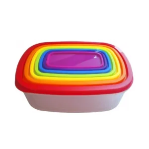 7 részes szivárványos ételhordó szett - tégla alakú műanyag doboz készlet (BBKM) - Image 7