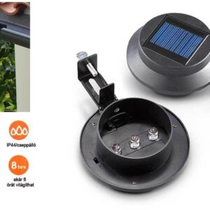 Két darabos kültéri napelemes ereszlámpa készlet - ereszcsatornára, kerítésre - fekete (BBV) - Image 4