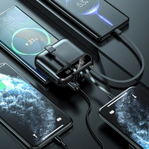 Kis méretű power bank 4 féle beépített kábellel és mini zseblámpával - 20000 mAh (BBV) - Image 3