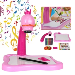 Zenélő kivetítős rajzasztal gyerekeknek - 12 darab színes filctollal, 24 darab mintával - rózsaszín (BBJ) (BBLPJ) - Image 7