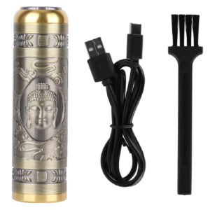 Kompakt méretű Retro körkéses, USB gravírozott villanyborotva tisztítókefével (SD-686) (BBD) (BBV) - Image 4